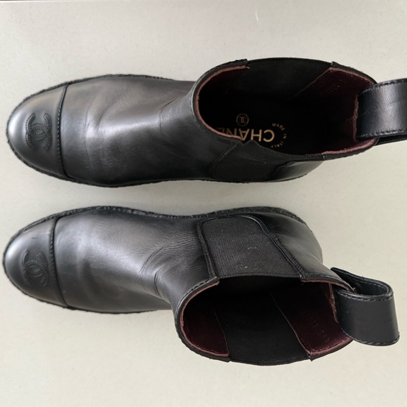 CHANEL Black Leather Ankle Boots - Picture 1 of 6